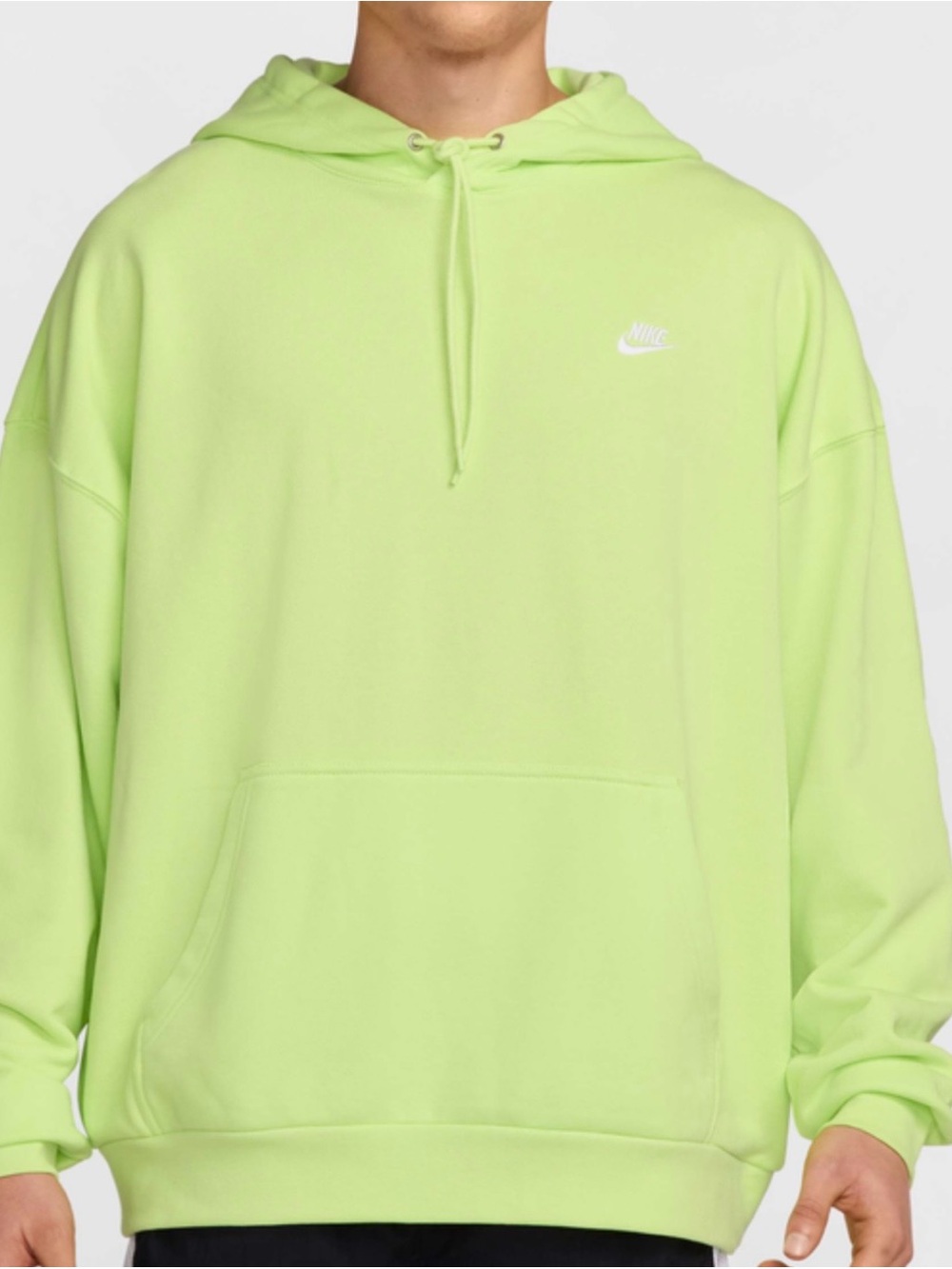 Nike Sportswear Club Fleece Hoodie Mens Size XL Lime Green Pullover Sweatshirt